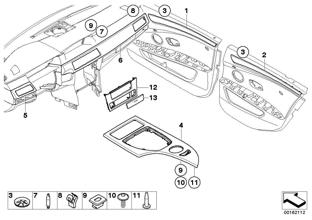 Genuine BMW 51418044508 E60 E61 Decor Strip, Alu, Right Front Door PENTAN (Inc. M5, 528i & 520i)