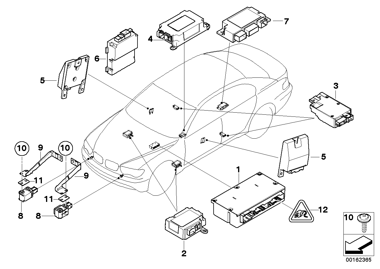 Genuine BMW 65776970895 E66 E65 RR1 Sensor, B-Pillar Right (Inc. 760i, Drophead & 730i)