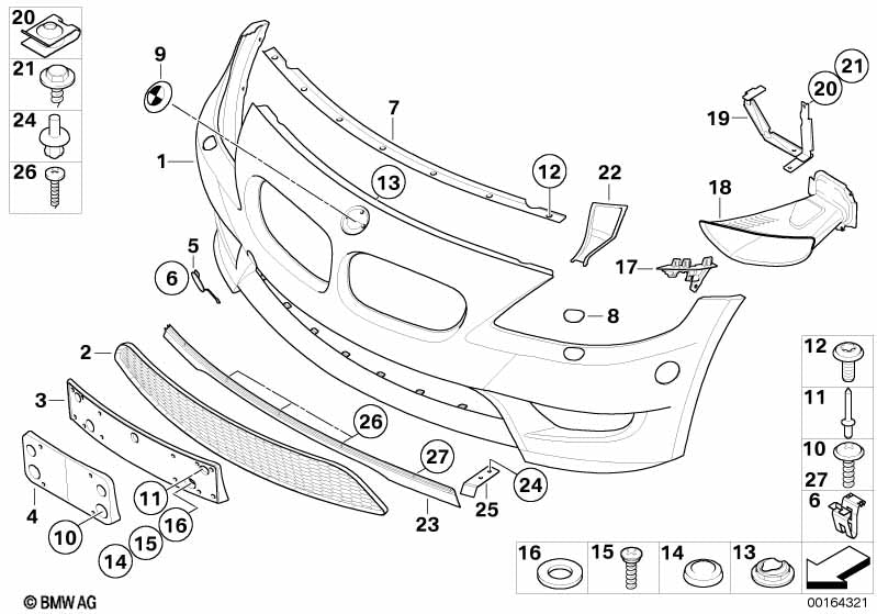 Genuine BMW 51113448818 Trim Cover, Bumper, Primed, Front