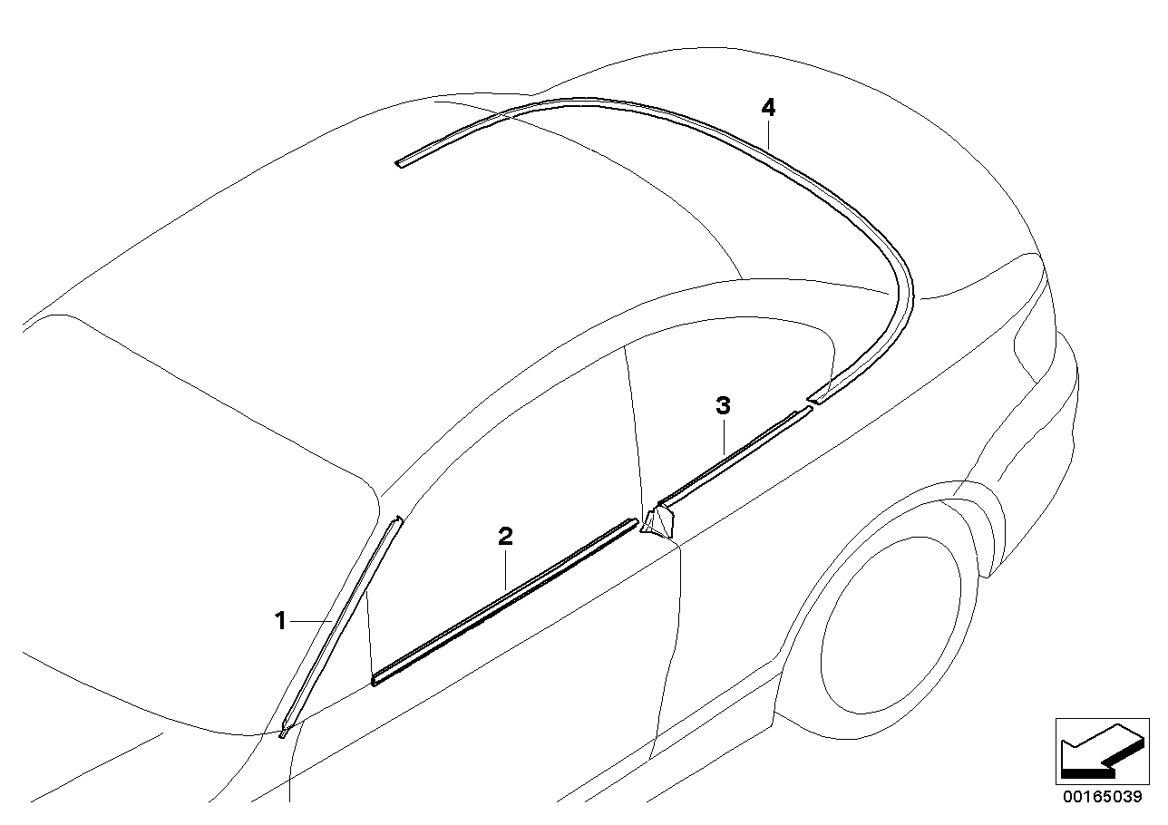Genuine BMW 51377165001 E88 Outer Weatherstrip, Left ALU MATT (Inc. 135i, 120d & 120i)