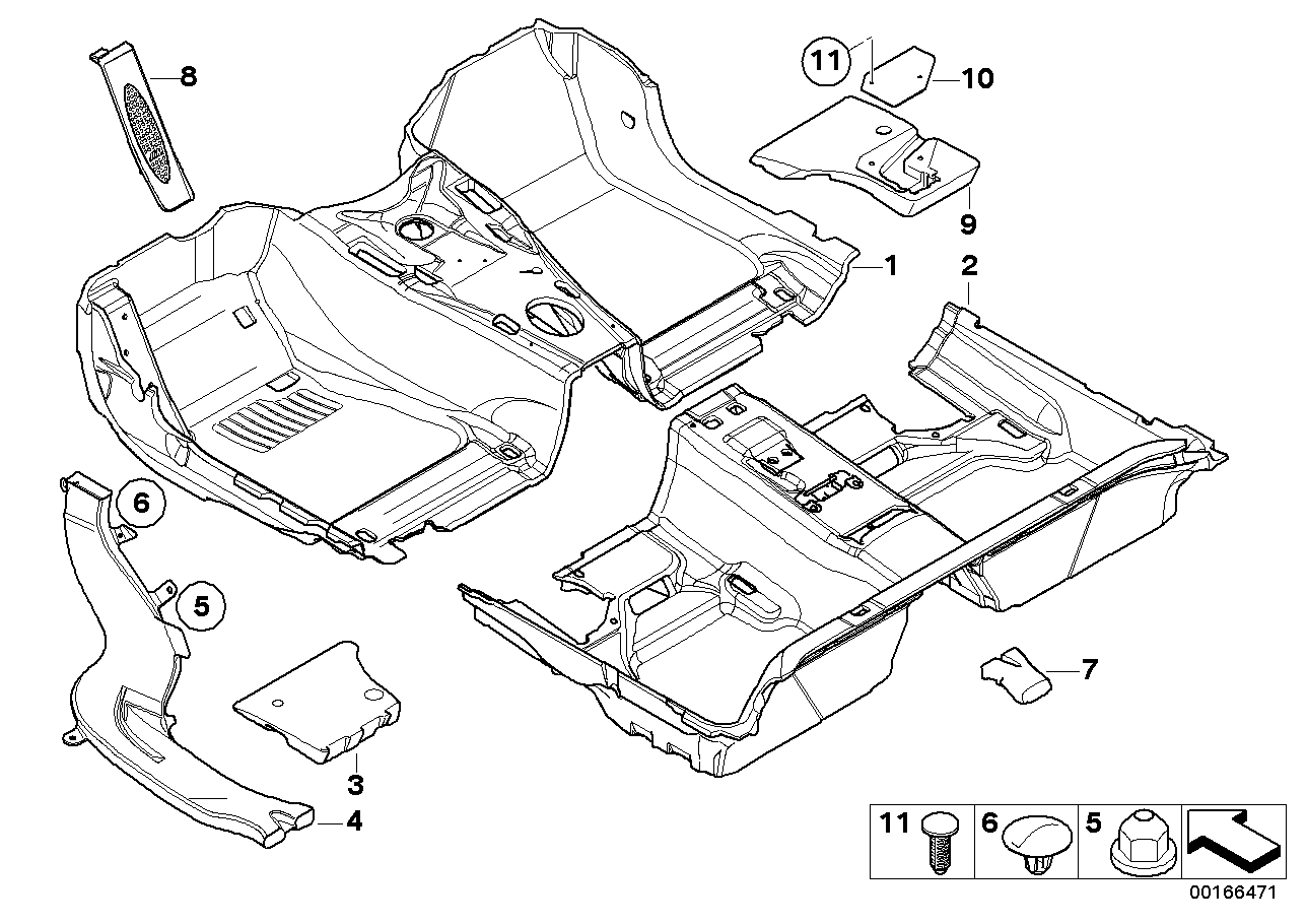 Genuine BMW 51477265884 E90 E91 Floor TriCover, Front (Inc. 330xi, 325xi & 335xi)