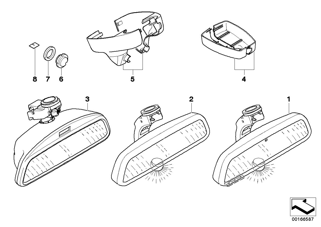 Genuine BMW 51169174314 E63 E64 Rearview Mirror Ec/Led/Gto/Fla/Tlc/Rc 315 MHZ (Inc. 645Ci, 635d & M6)