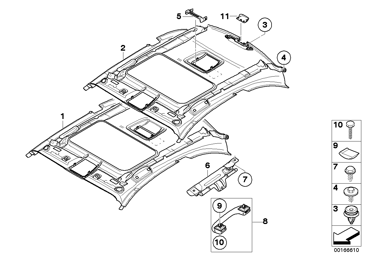 Genuine BMW 51442997382 E82 Headlining, Lift-Up & Slide-Back Sunroof BEIGE (Inc. 128i, 120d & 120i)
