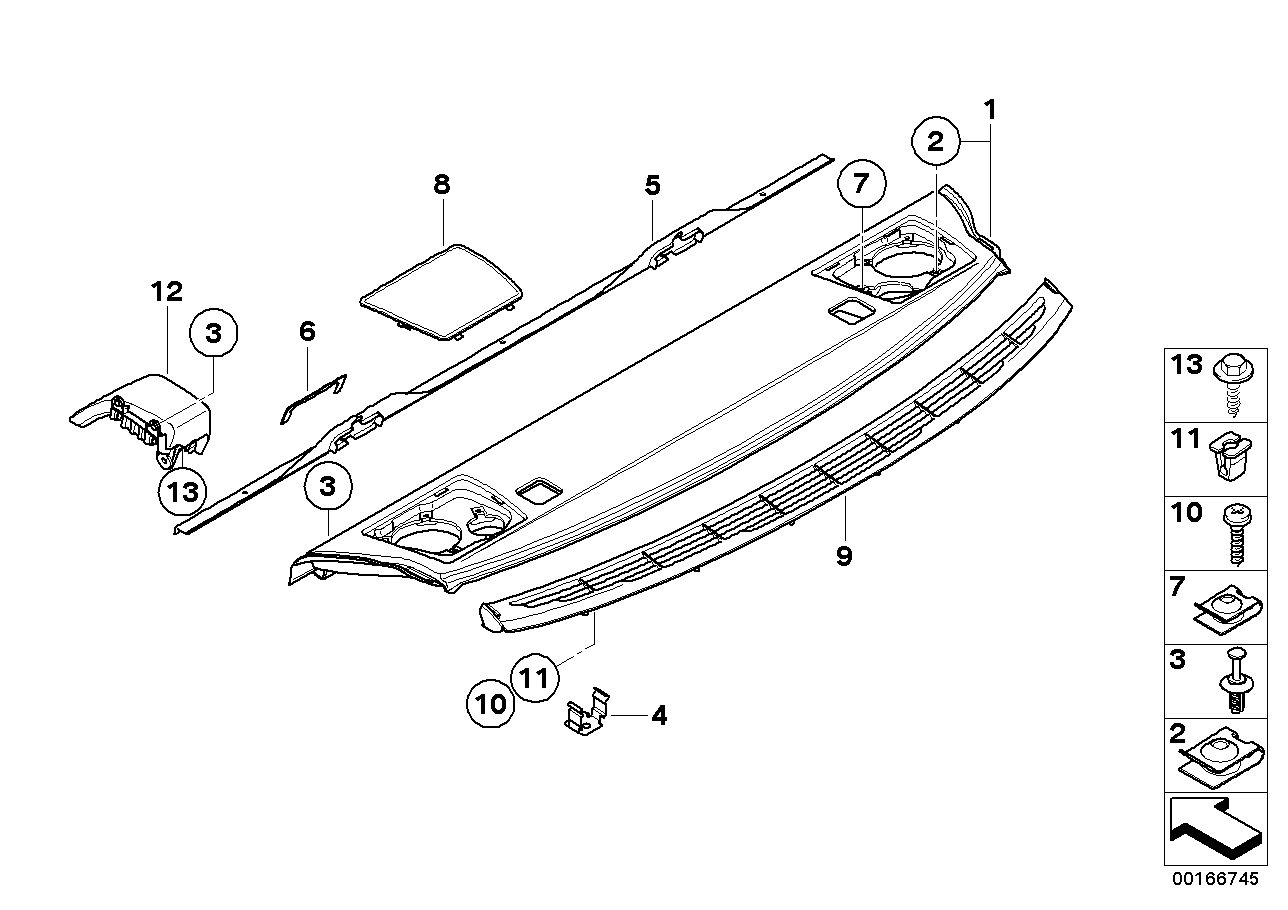 Genuine BMW 51462996331 E82 Ventilation Grille, Rear Window Shelf ALASKAGRAU (Inc. 128i, 118d & 125i)