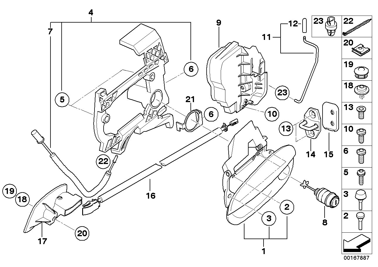 Genuine BMW 51417053791 E85 E86 Plug, Door Opener, Inside Left SCHWARZ (Inc. Z4 M3.2, Z4 2.0i & Z4 2.2i)