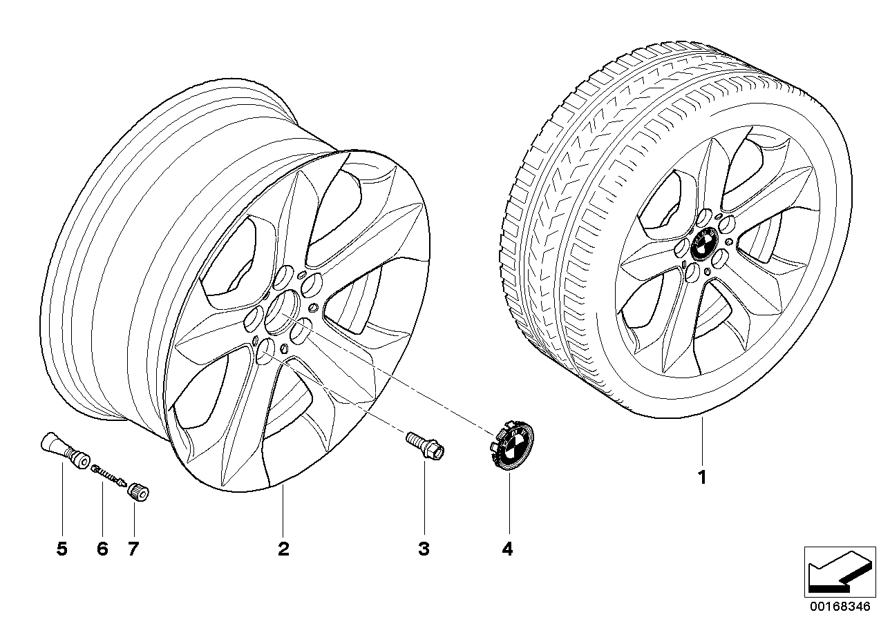 Genuine BMW 36116774893 E71 E72 Light Alloy Rim 9JX19 ET:48 (Inc. X6)