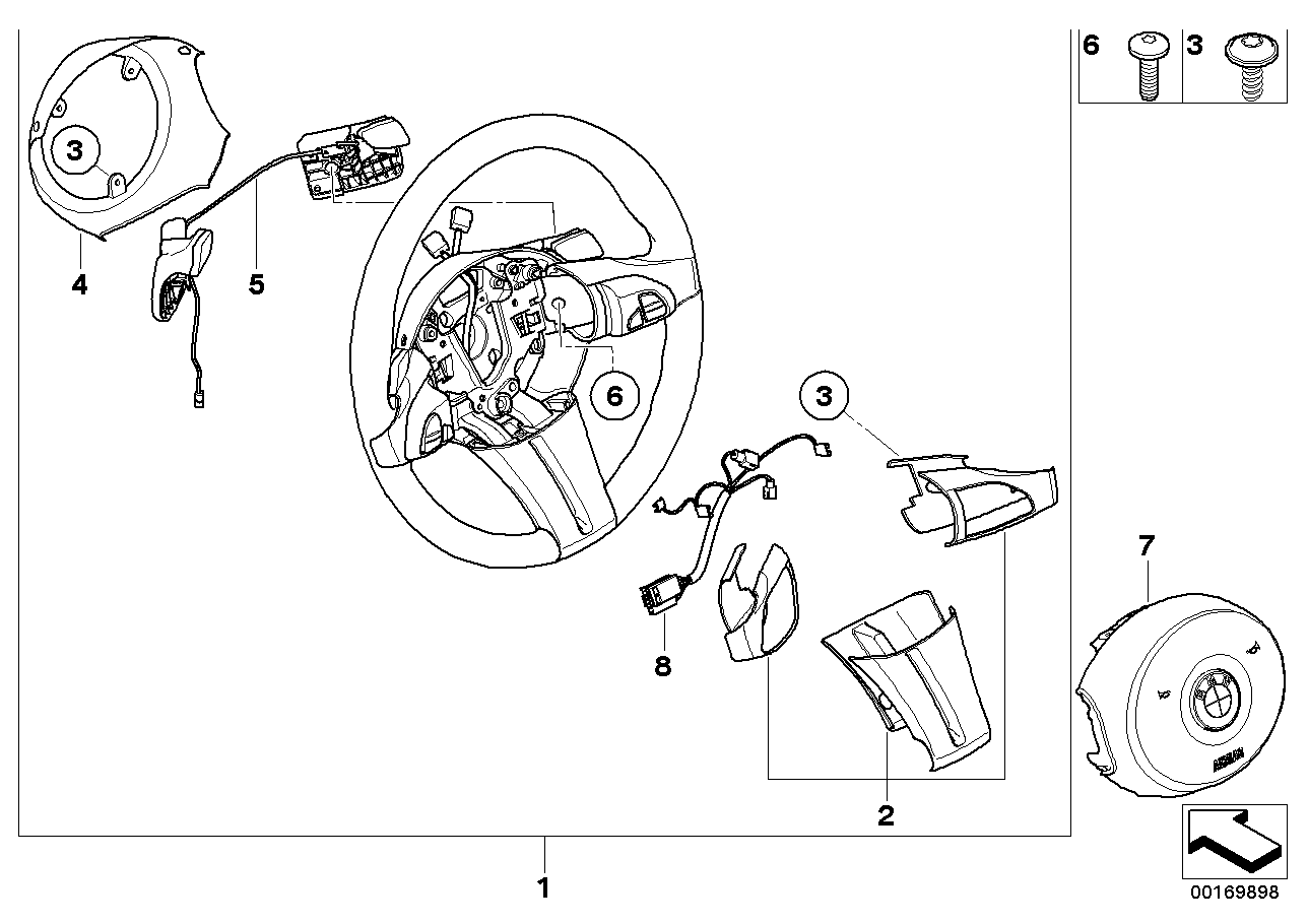 Genuine BMW 32306784843 E85 E86 Sp. Leath. St. Wh. Airbag Mf/Steptronic CHROM LINE (Inc. Z4 3.0si, Z4 3.0i & Z4 2.5si)