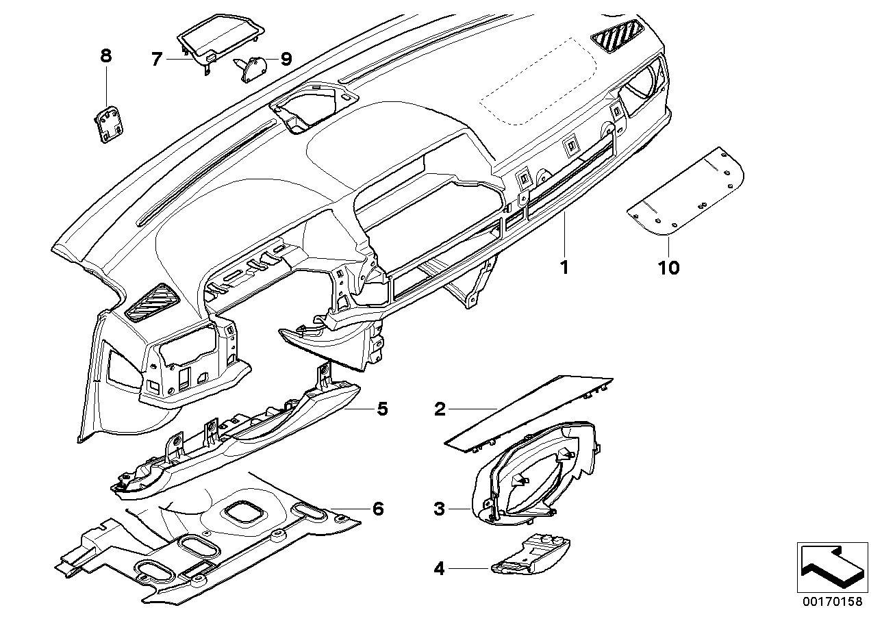 Genuine BMW 51457018227 E66 E65 E67 Instruments Combination Covering SCHWARZ (Inc. 730Ld, 730Li & 750i)