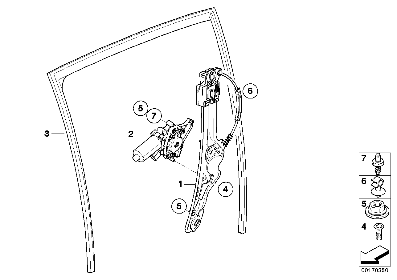 Genuine BMW 51357310317 E71 E72 Window Guide, Left Rear Door (Inc. X6)