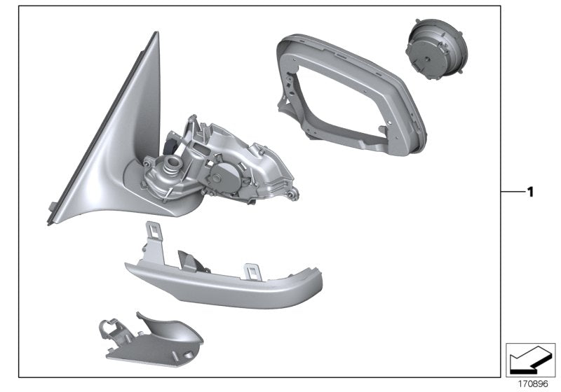 Genuine BMW 51167282140 Outside Mirror W/Out Glass Heated Right (Inc. Hybrid 7, Alpina B7X & Hybrid 7L)