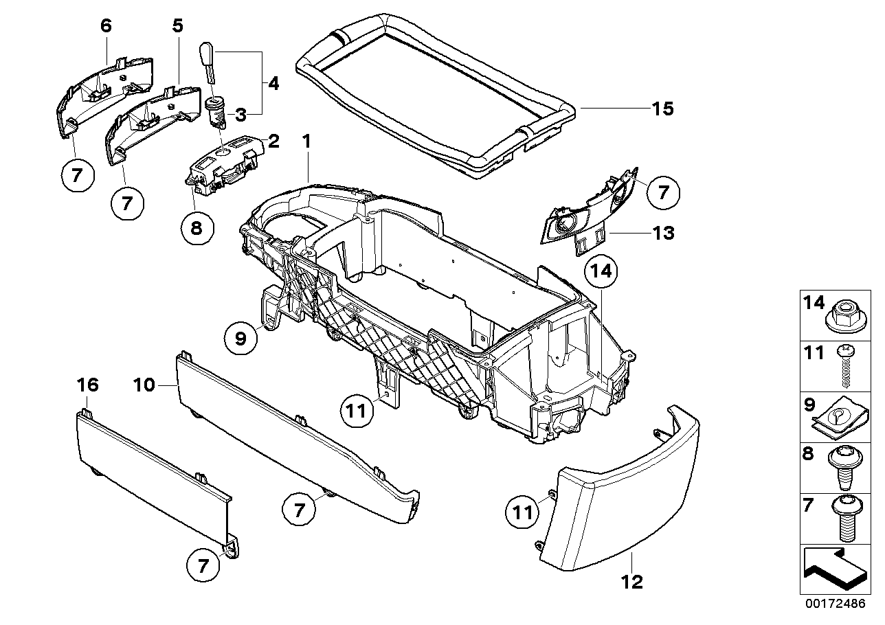 Genuine BMW 51166983820 E66 E65 E67 Cover, Center Armrest, Rear DARK SILVER (Inc. 735i, 750i & 730d)
