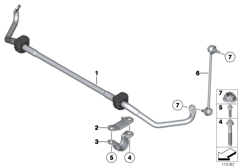 Genuine BMW 31356853088 Stabilizer Front With Rubber Mounting (Inc. 530dX, 550iX & 640dX)
