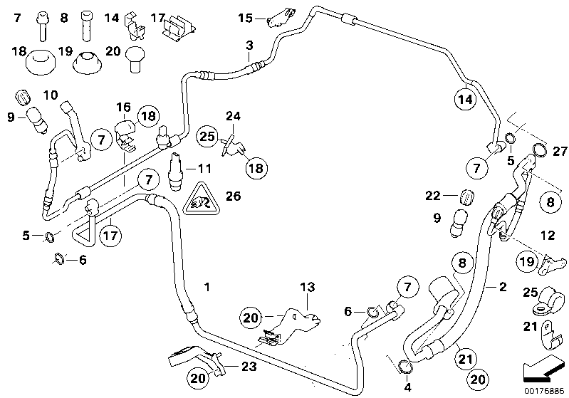 Genuine BMW 64536928587 E92 E91 Suction Pipe Evaporator-Compressor (Inc. 325d, 335d & 330xd)