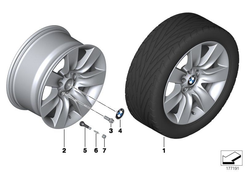 Genuine BMW 36116775390 Light Alloy Rim 81/2JX19 ET:25 (Inc. 760i, 760Li & 550iX)