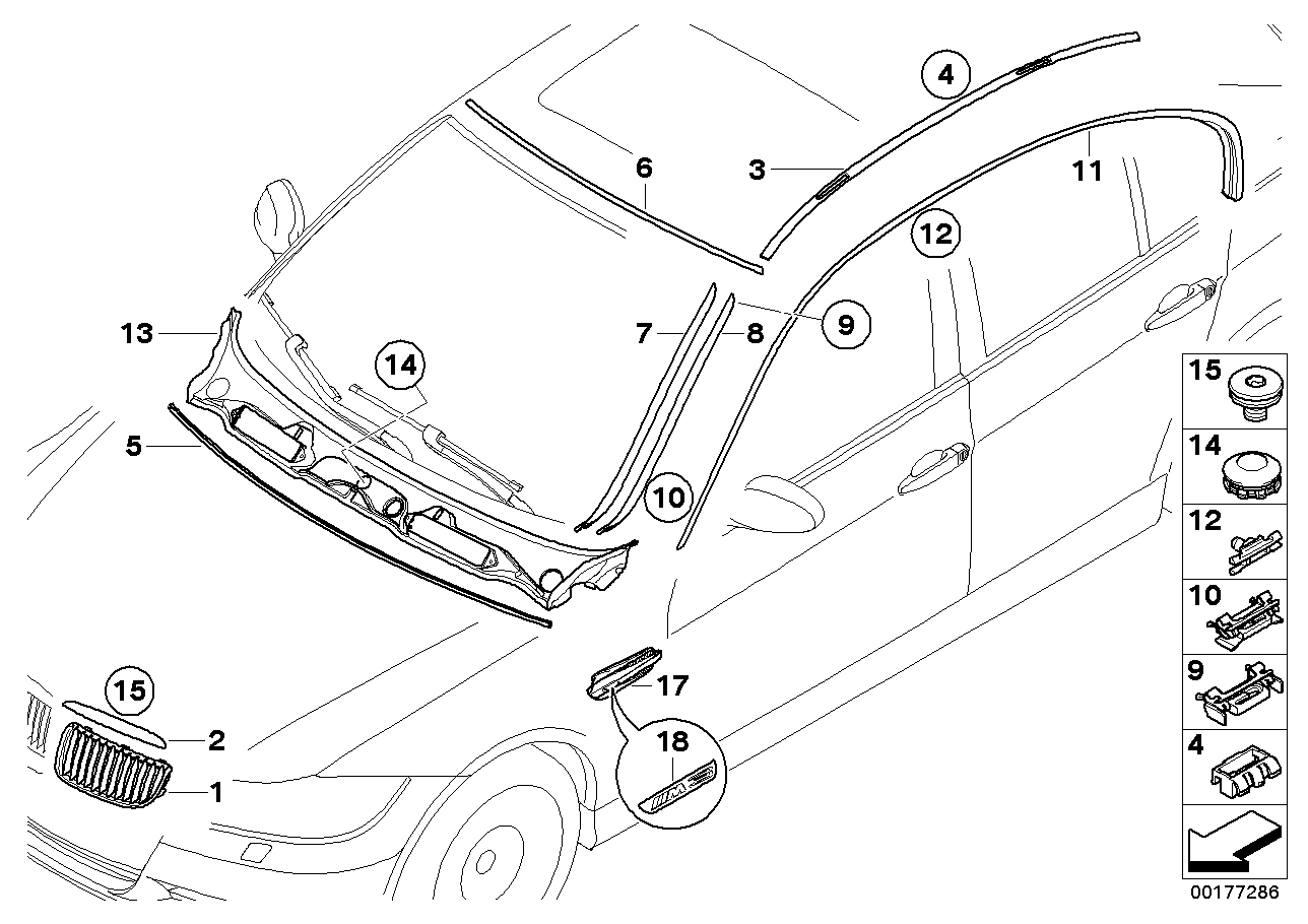 Genuine BMW 51137121236 E90 Trim Strip, Side Frame, Right CHROM (Inc. 330xd, 335i & 320xd)