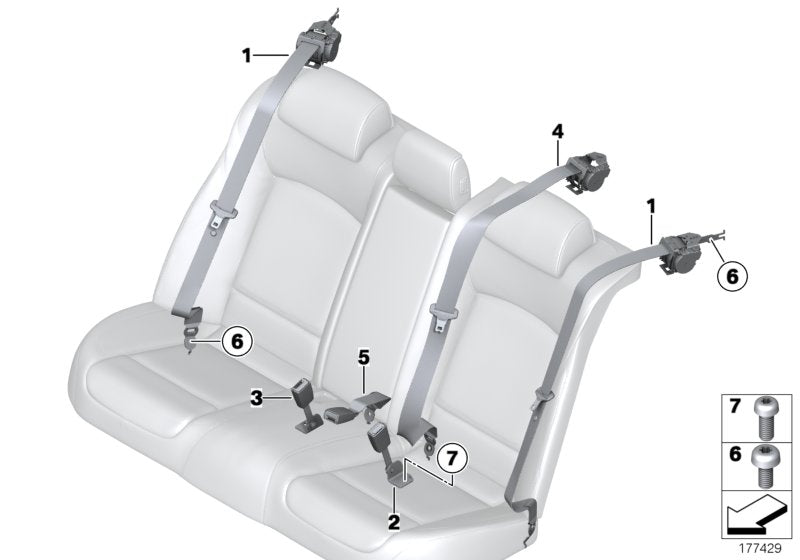 Genuine BMW 72119119611 Lower Belt Rear Center (Inc. Alpina B7LX, 730Li & 730d)