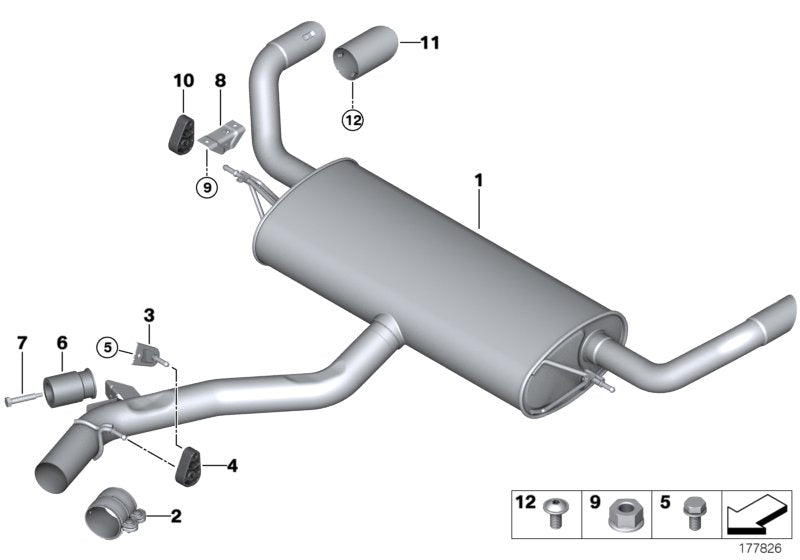 Genuine BMW 18307805001 E70 Rear Muffler (Inc. X5)