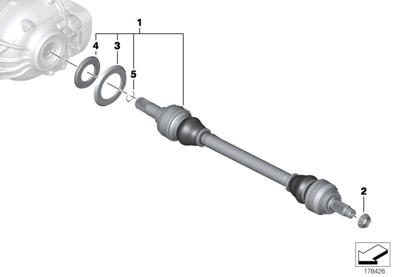 Genuine BMW 33207581018 Output Shaft Right D=31mm (Inc. 535d, 550i & 535iX)