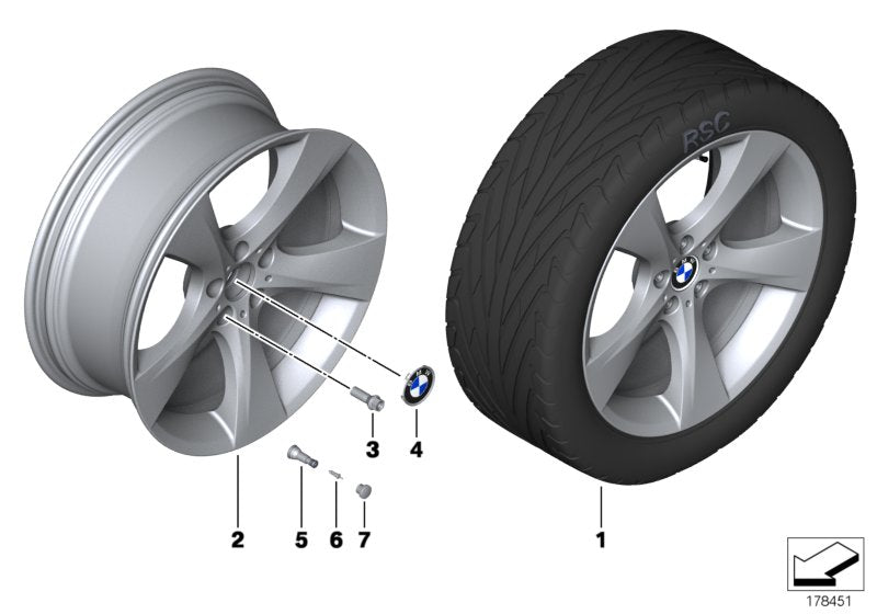 Genuine BMW 36116796113 Light Alloy Rim 8 1/2JX20 ET:33 (Inc. 520dX, 520i & 650iX 4.0)