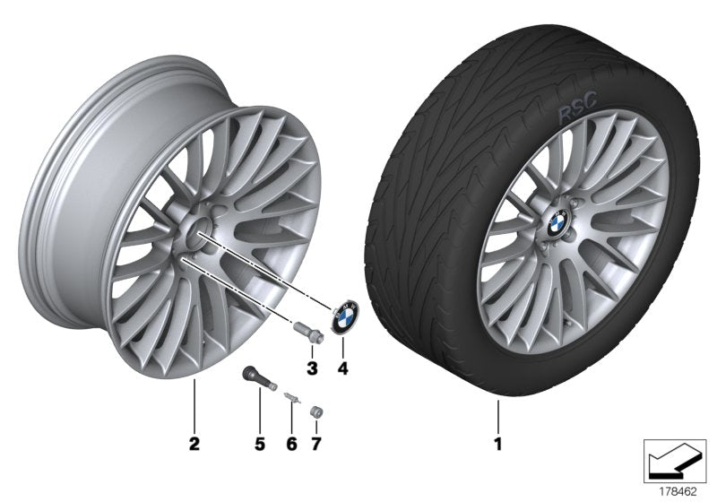 Genuine BMW 36116792594 Light Alloy Rim 8 1/2JX20 ET:33 (Inc. 640iX, 550iX & 525dX)