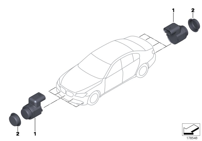 Genuine BMW 66206974890 E82 E87 E93 Ultrasonic Sensor, Mystic Blue WA07 (Inc. 325d, 318i & Z4 35i)
