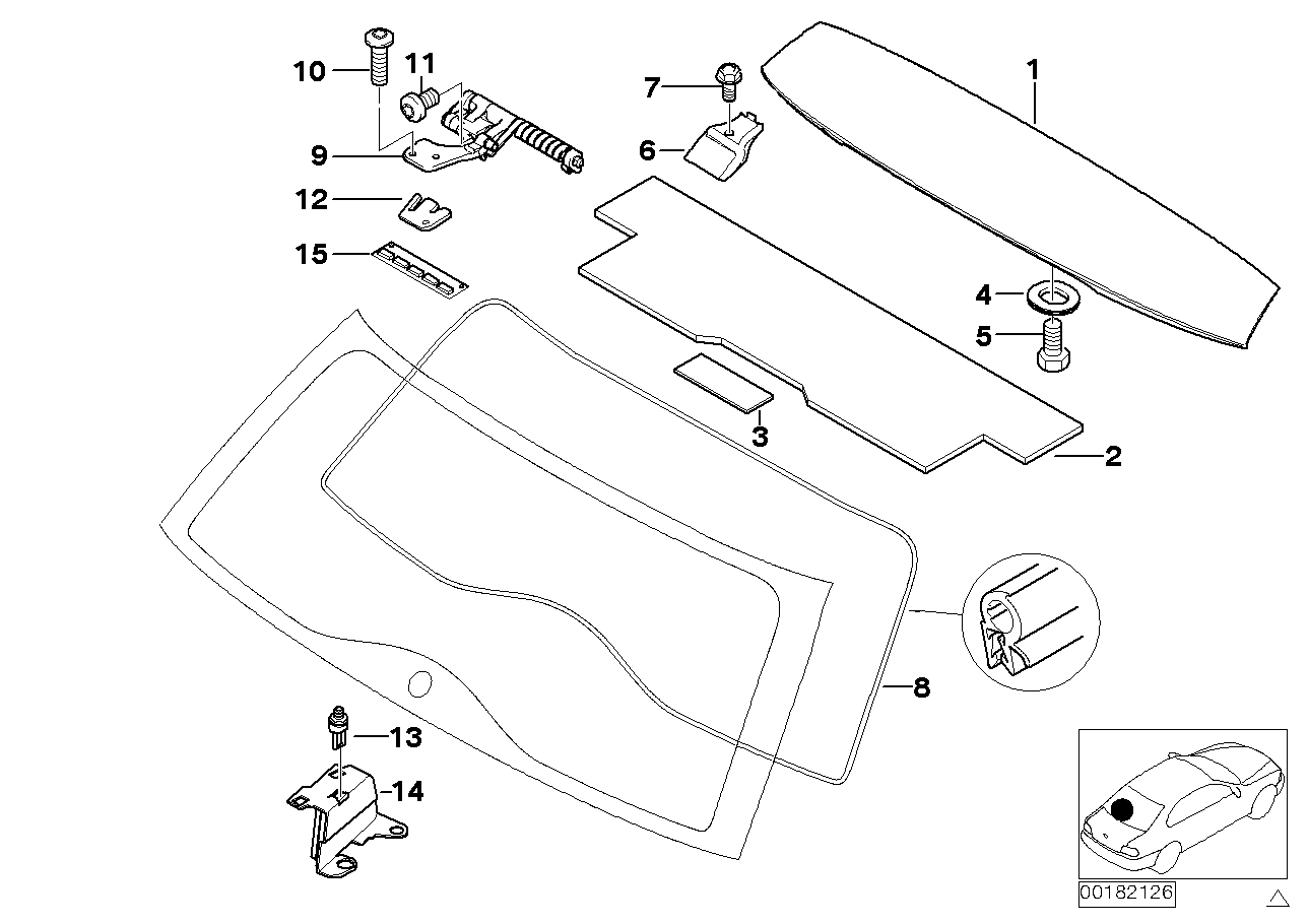 Genuine BMW 51248218850 E46 E91 E61 Catch Bracket, Rear Window (Inc. 335d, 325xi & 325i)