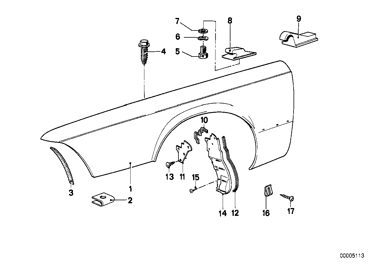 Genuine BMW 41351920794 E24 Side Panel, Front Right (Inc. 628CSi, 635CSi & M635CSi)