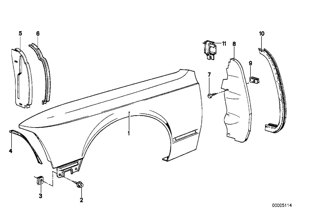 Genuine BMW 51711846401 E23 Cover, Wheell Housing, Front Left (Inc. 732i, 728 & 735i)