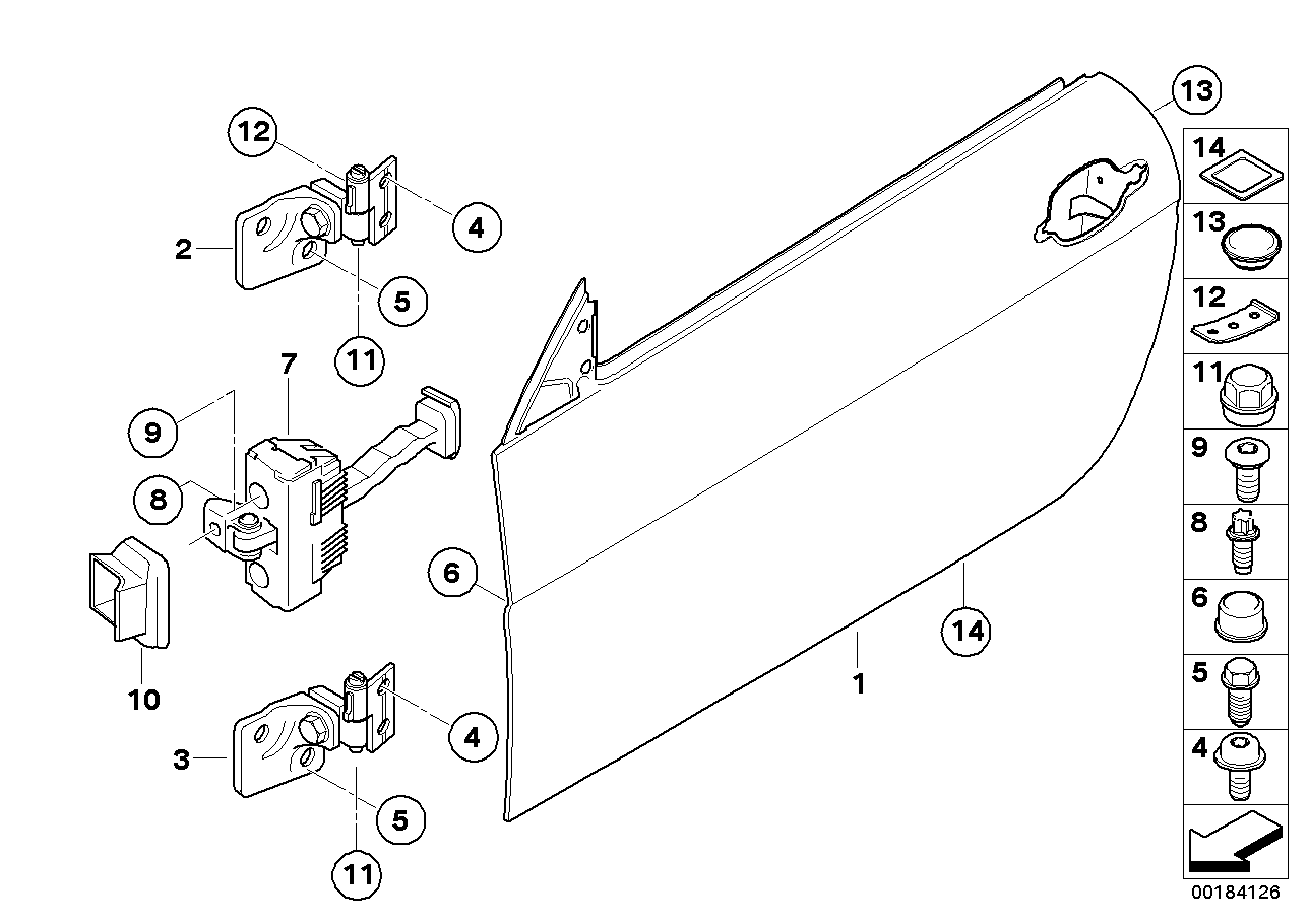 Genuine BMW 41527200228 E63 E64 Door Hinge, Top Right (Inc. 650i, 635d & M6)