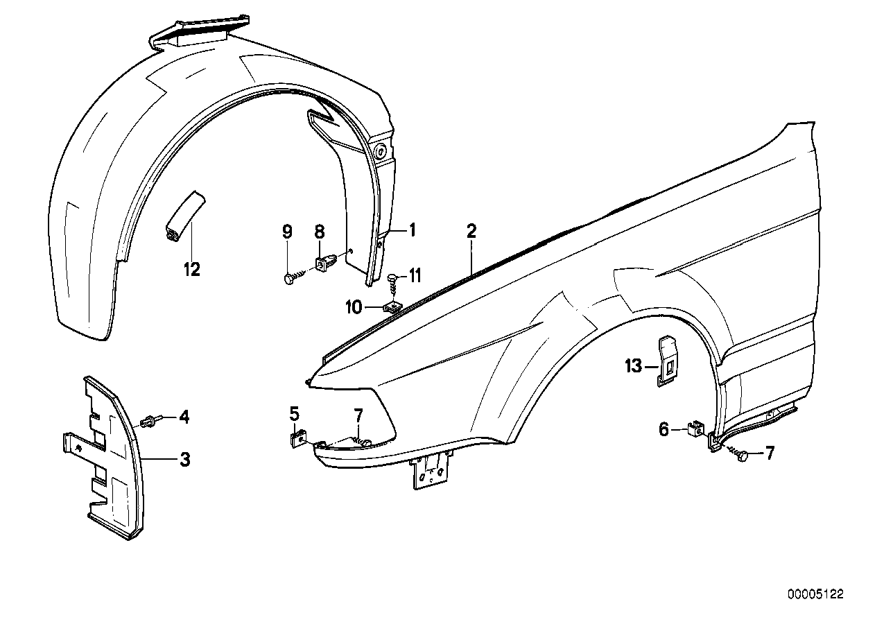 Genuine BMW 41211950694 E32 Fender Bracket ZN-3 (Inc. 740i, 735iL & 750iLS)