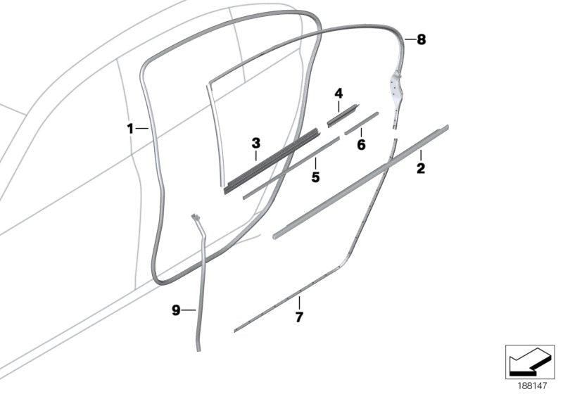 Genuine BMW 51357178027 Inner Left Window Channel Cover (Inc. 740d, Alpina B7X & Hybrid 7L)