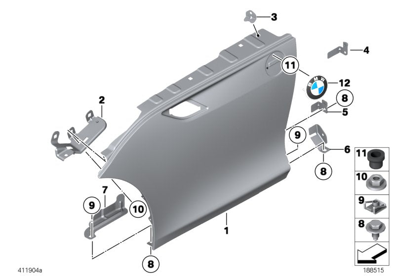 Genuine BMW 41217225146 E89 Bracket, Side Panel, Front Lower Right (Inc. Z4 28i, Z4 35i & Z4 18i)