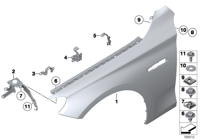 Genuine BMW 41357230571 Side Panel Bracket, Front Left 3 (Inc. 530d 155kW, 535d & 550iX 4.4)