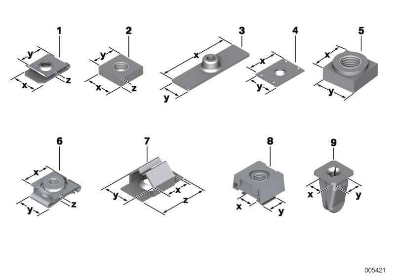 Genuine BMW 72118123852 E46 F21 Expanding Nut TS 3.5 (Inc. 318dX, One 55kW & 525xi)
