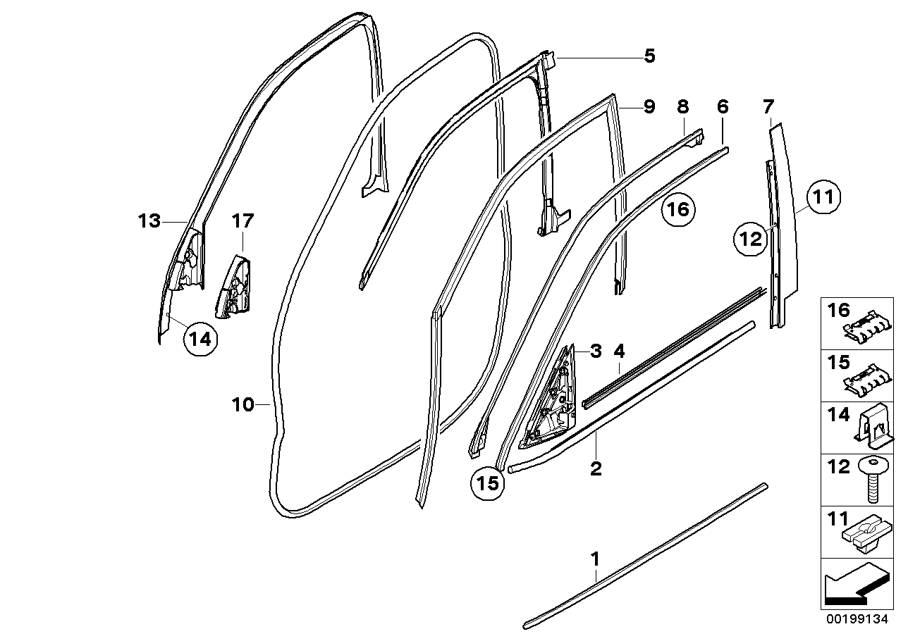 Genuine BMW 51337207218 E70 Channel Sealing,Inside,Door, Front Right (Inc. X5)