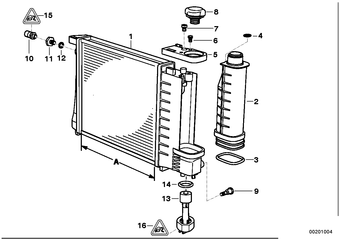Genuine BMW 17111723528 E36 Radiator With Transmission Oil Cooler A=440mm (Inc. 318i, 320i & 325i)