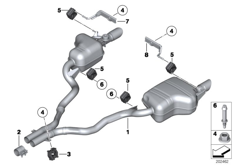 Genuine BMW 18307647055 E89 Exhaust System, Rear (Inc. Z4 35is)