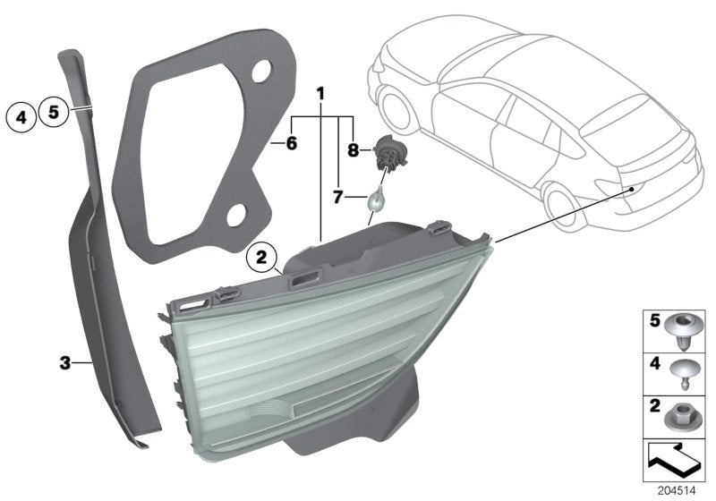 Genuine BMW 63217199638 Rear Light In Trunk Lid, Right (Inc. 550i, 530d & 550iX 4.4)