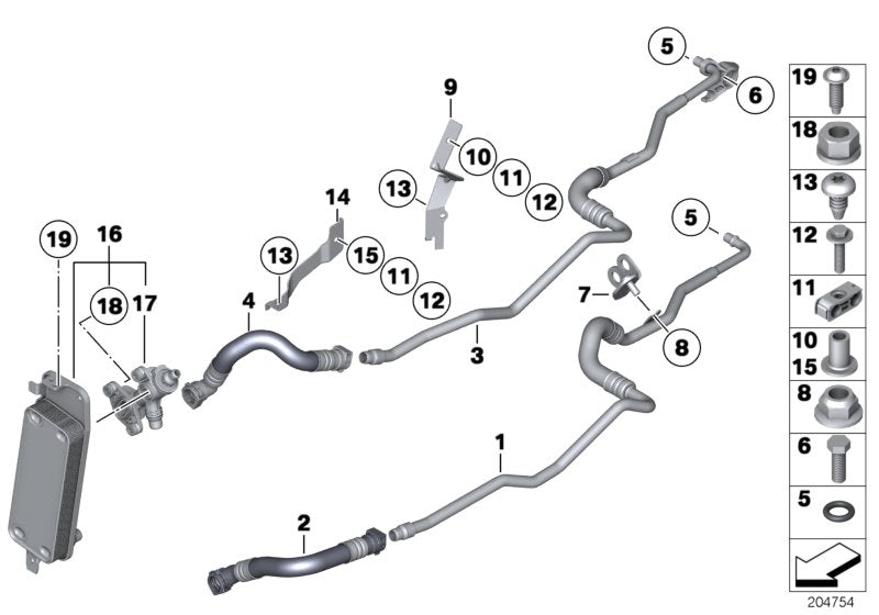 Genuine BMW 17227575457 Oil Cooling Pipe Inlet (Inc. 750iX & 750LiX)