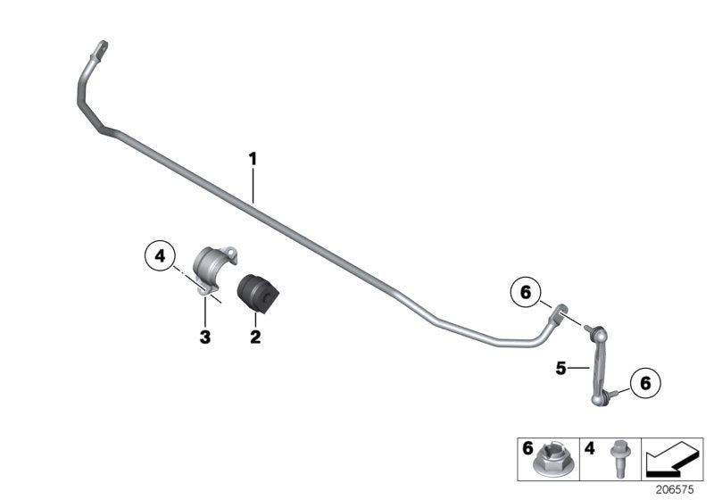 Genuine BMW 33556853475 F22 Stabilizer, Rear D=14mm (Inc. 318i, M240iX & 425d)