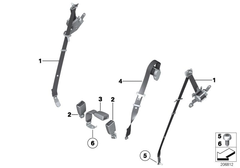 Genuine BMW 72119159298 Lower Strap, Rear (Inc. 535dX, 550i & 550iX 4.4)