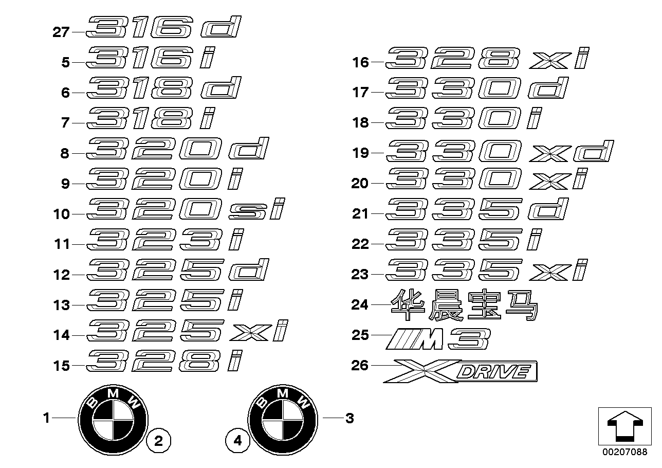Genuine BMW 51147074717 E90 Emblem Adhered Rear - 323I - (Inc. 323i)