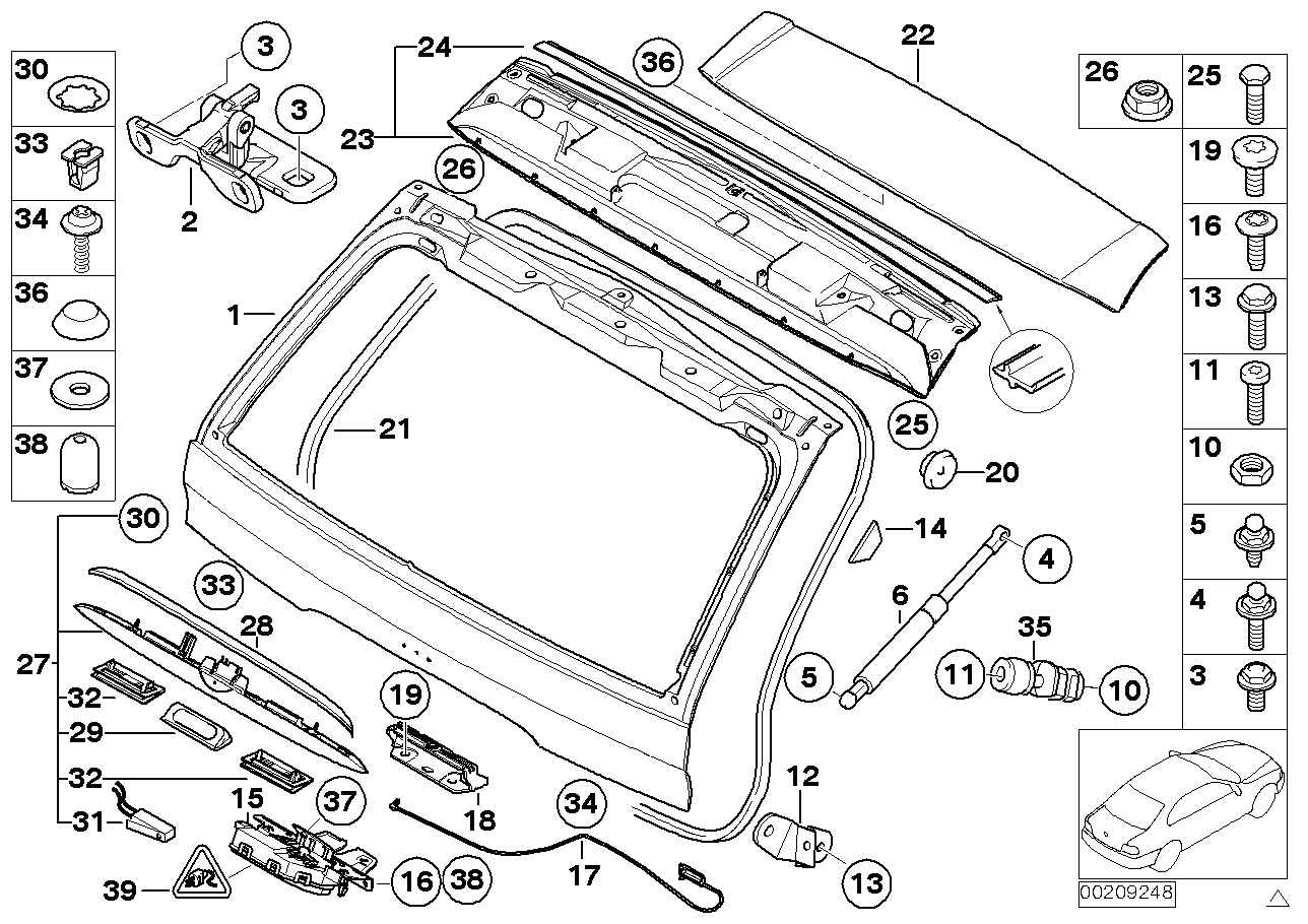 Genuine BMW 41627006122 E53 Hinge, Trunk Lid, Top Right (Inc. X5)