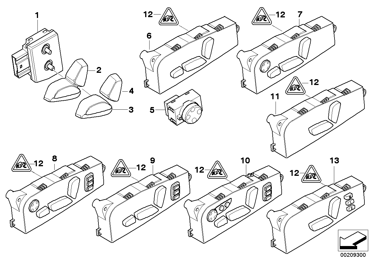 Genuine BMW 61319275066 E60 E72 Switch Seat Adjusting Front Right (Inc. X5 M50dX, 520i & 525xi)