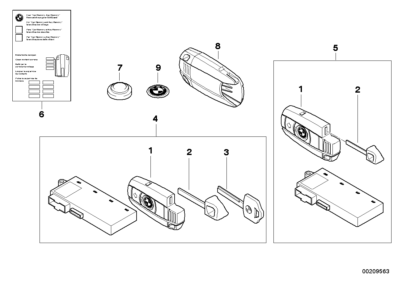 Genuine BMW 51210033992 E88 E84 E90 Set Of Keys With Cas Control Unit 315 MHZ (Inc. 328xi, 120d & 130i)