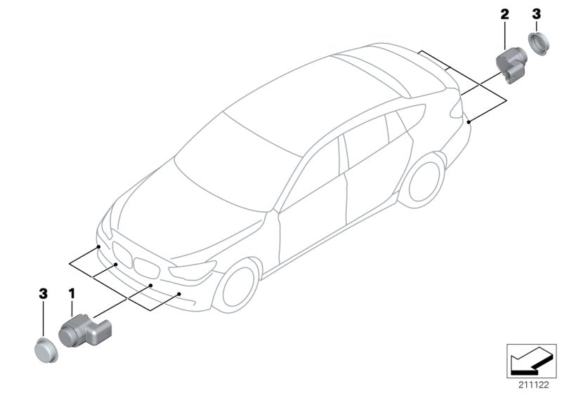 Genuine BMW 66209233042 Ultrasonic Sensor, Damask Red WB03 (Inc. 530d 155kW, Hybrid 5 & 535dX)