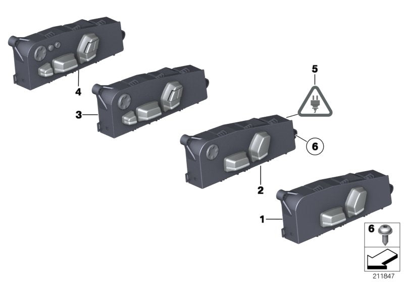 Genuine BMW 61319275077 Switch Seat Adjusting Front Left (Inc. 520d, Hybrid 5 & 535dX)