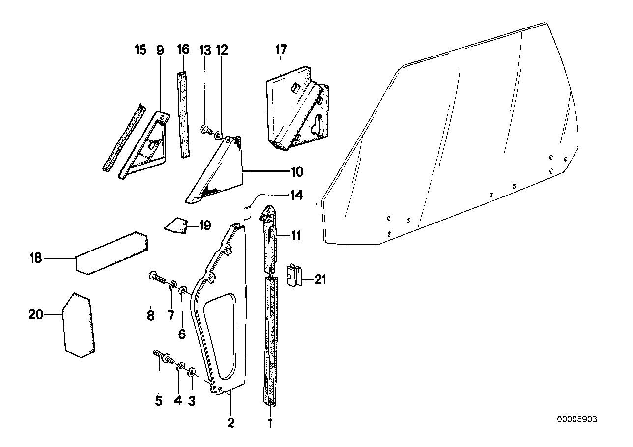 Genuine BMW 51211861098 Front Right Window Guide