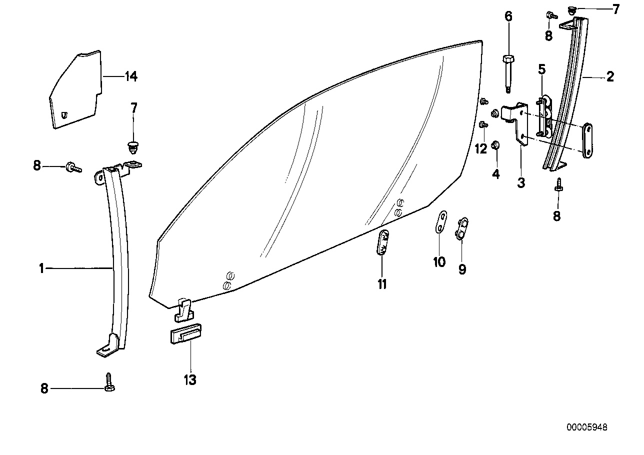 Genuine BMW 51321970963 E31 Guide Rail Front Left (Inc. 850CSi, 840i & 850Ci)
