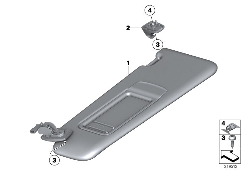 Genuine BMW 51167248857 Left Sun Visor OYSTER (Inc. Hybrid 5, 550i & 535iX)